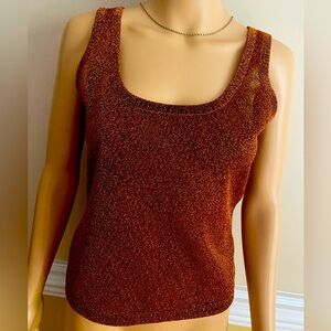 Cynthia Rowley NEW Bronze Metallic Glitter Tank Women’s Size M Semi Sheer
